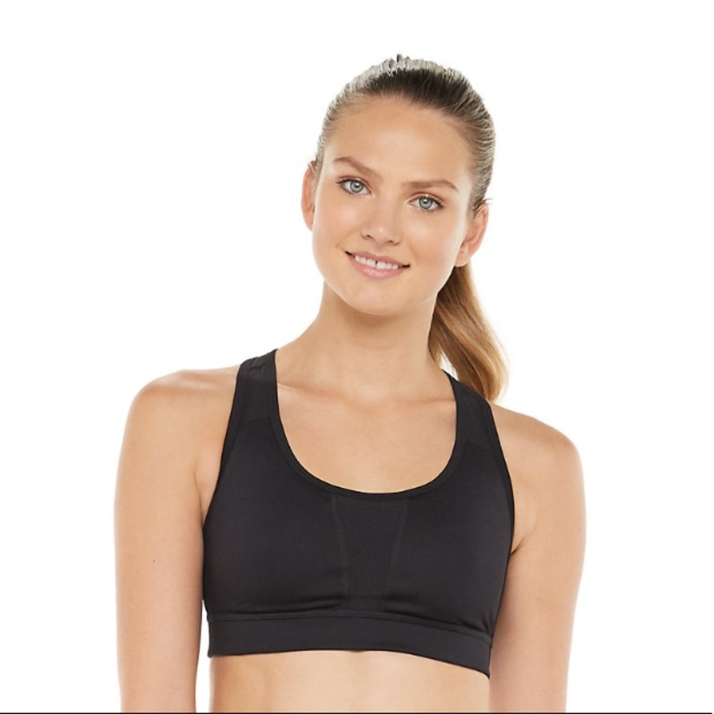 FILA SPORT | Performance Running Medium-Impact Racerback Sports Bra XS Black
